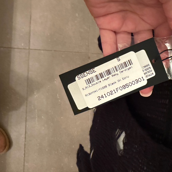 R13 NWT Black Double Layer Cardigan, SMALL - Picture 10 of 10